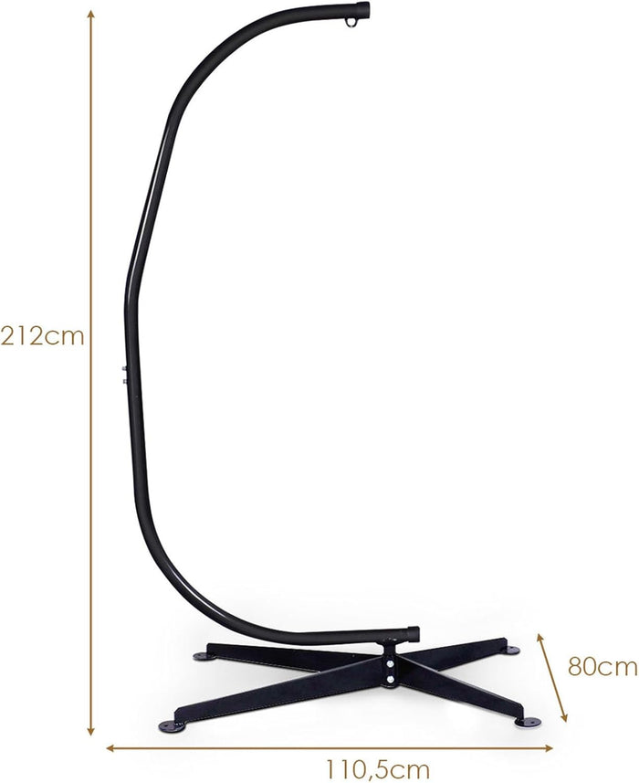 Supporto per Amaca a Sedia a Forma di C, Sostegno per Sedia in Acciaio, Carico Massimo di 150 kg, Nero (Solo Telaio, Senza Amaca a Sedia)