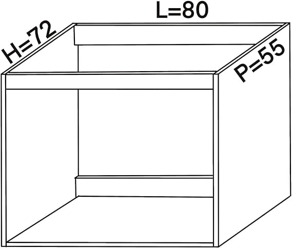 Base da lavello d appoggio con Le Seguenti Misure l=80 cm p=55 cm h=72 cm Colore Noce con spedizione in Kit Senza Ante