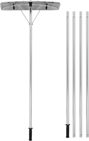Rastrello per Neve in Alluminio per Tetti e Auto, Pala da Neve Telescopico e Allungabile da 148-608 cm, Lama Grande da 63 cm con 2 Ruote, per Vari Occasioni