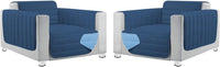 Coppia Set 2 Pezzi Copripoltrona Universale Imbottito Morbido Double Face Elegante Blu