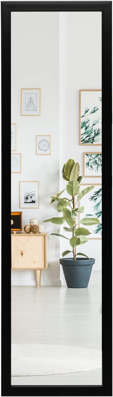 Specchio a Figura Intera Sopra la Porta, Specchio da Parete Lungo con Ganci per la Porta, Ideale per Camera da Letto Soggiorno Ingresso, 33x119 cm (Nero)