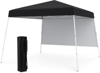 Gazebo Pop-up da Esterno 3 x 3 m, Gezebo Pieghevole con 1 Parete Laterale, Zaino Portatile e 4 Picchetti, Tendone Impermeabile e Resistente per Campeggio e Feste (Nero)