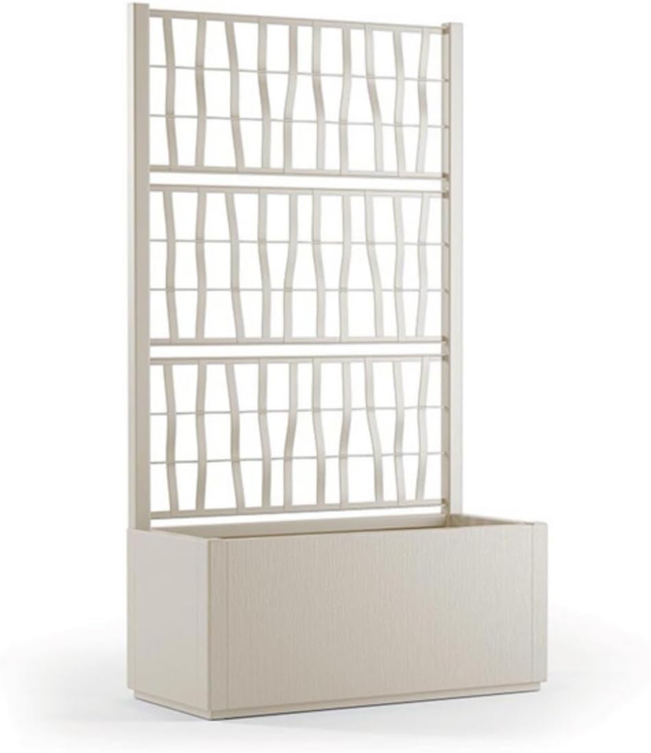 Fioriera con spalliera in plastica, separè grigliato piante rampicanti per esterno, terrazzo, giardino 80x36x140 h cm - Bianco