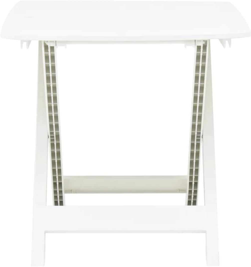 Tavolo Plastica Pieghevole 79x72cm Effetto Legno da Interno E da Giardino colore bianco Tomaino 