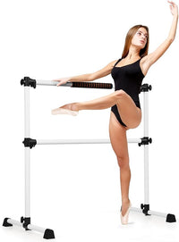 Sbarra da Balletto Doppia in Metallo, Portatile e Regolabile in Altezza con Cuscinetti Antiscivolo e Base Girevole, Ideale per Allenamento Stretch, Carico Massimo 50 kg