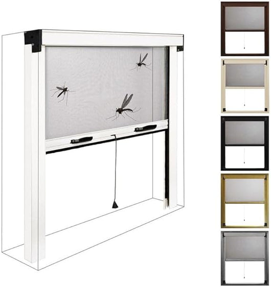 Zanzariera Avvolgibile Sali e Scendi Su Misura - Larghezza 0,60 x Altezza 2,50m - Struttura Bianca con Freno, Protezione Insetti