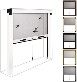 Zanzariera Avvolgibile Sali e Scendi Su Misura - Larghezza 1,40 x Altezza 1,70m - Struttura Bronzo con Freno, Protezione Insetti