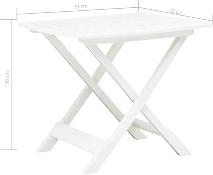 Tavolo Plastica Pieghevole 79x72cm Effetto Legno da Interno E da Giardino colore bianco Tomaino 