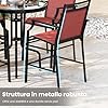Set di 2 Sedie da Giardino, Poltrona da Bar per Patio, Sedie da Pranzo Altezza con Poggiapiedi e Braccioli, con Gambe in Metallo, Portata 180 kg, 66 x 62 x 114 cm (Rosso)