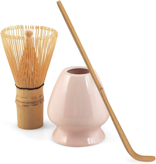 Confezione 3 pezzi matcha tea in porcellana rosa