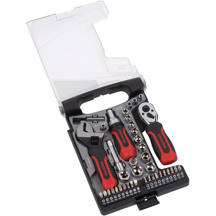 SET 40PZ BUSSOLE INSERTI 1/4" - 3/8" + CHIAVE A RULLINO CRICCHETTO CACCIAVITE KREATOR KRT500116