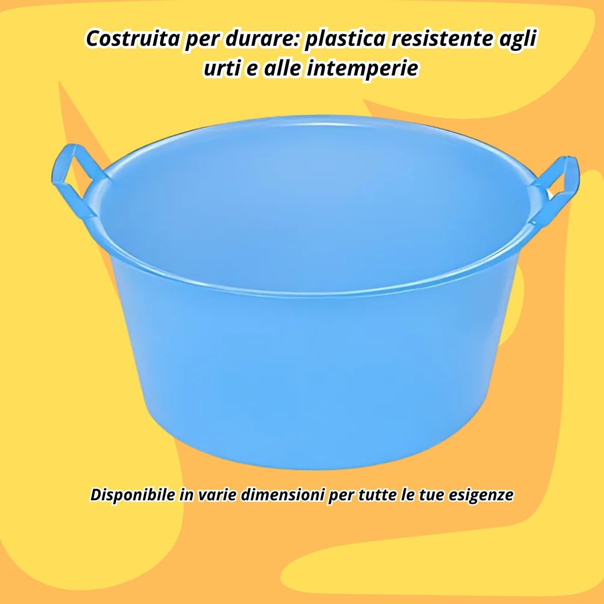 Tomaino - Bacinella Bucato in Plastica Tonda Ø35cm - Contenitore Multiuso per Casa, Lavaggio Panni, Cane, Pediluvio