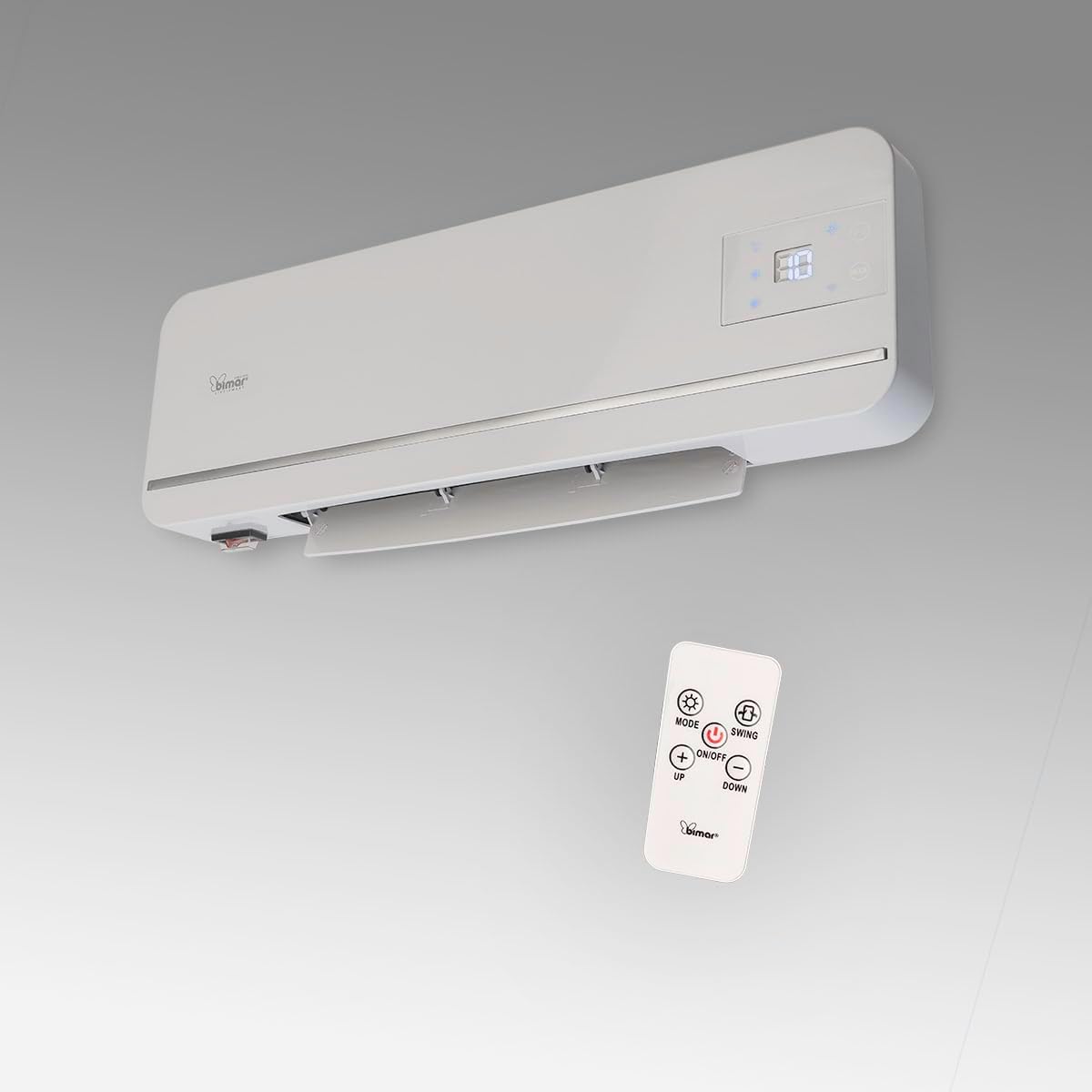 Bimar HP131 Termoventilatore a Parete Wi-Fi, Eroga Potenza in Base alla Temperatura Ambiente. Termoventilatore con Telecomando, App