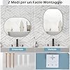 Specchio da Parete, Specchio da Bagno Ovale Moderno 70 x 50 x 2 cm con Cornice in Alluminio, Viti di Espansione per Sogiorno, Camera da Letto e Ingresso, Bianco