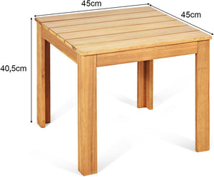 Tavolino da Esterno in Legno di Acacia, Tavolino Quadrato e Resistente, Tavolo Laterale da Giardino, per Balcone Piscina, Portata 100 kg