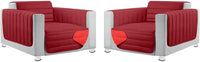 Coppia Set 2 Pezzi Copripoltrona Universale Imbottito Morbido Double Face Elegante Rosso