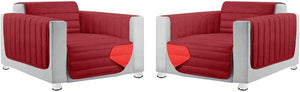 Coppia Set 2 Pezzi Copripoltrona Universale Imbottito Morbido Double Face Elegante Rosso