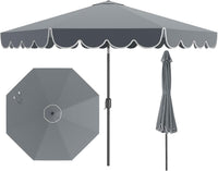 Ombrellone da Giardino 300 cm, Ombrellone Esterno con Manovella, Inclinazione Regolabile, Parasole Pieghevole con Doppio Tetto, 8 Stecche, per Giardino Piscina Patio (Grigio)