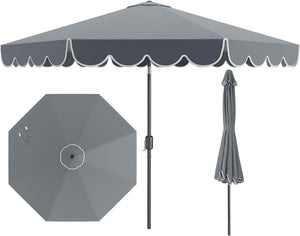 Ombrellone da Giardino 300 cm, Ombrellone Esterno con Manovella, Inclinazione Regolabile, Parasole Pieghevole con Doppio Tetto, 8 Stecche, per Giardino Piscina Patio (Grigio)