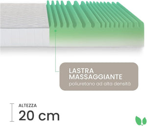 Materasso matrimonale memory 160x200 alto 20 cm antiacaro e antibatterico Farmarelax