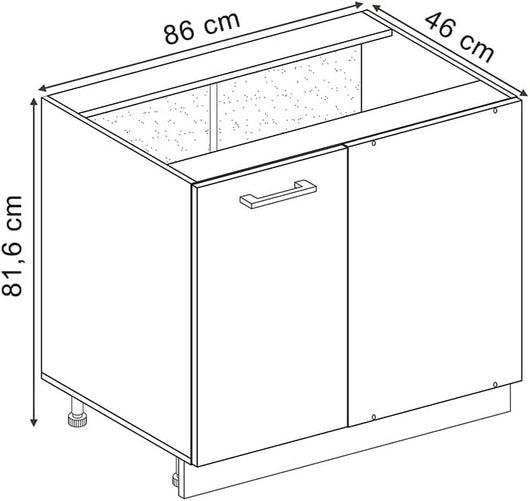 Mobile ad angolo cucina R-Line, Grigio-blu, 86 cm senza piano di lavoro, per la libera combinazione all'interno di sistemi cucina modulari