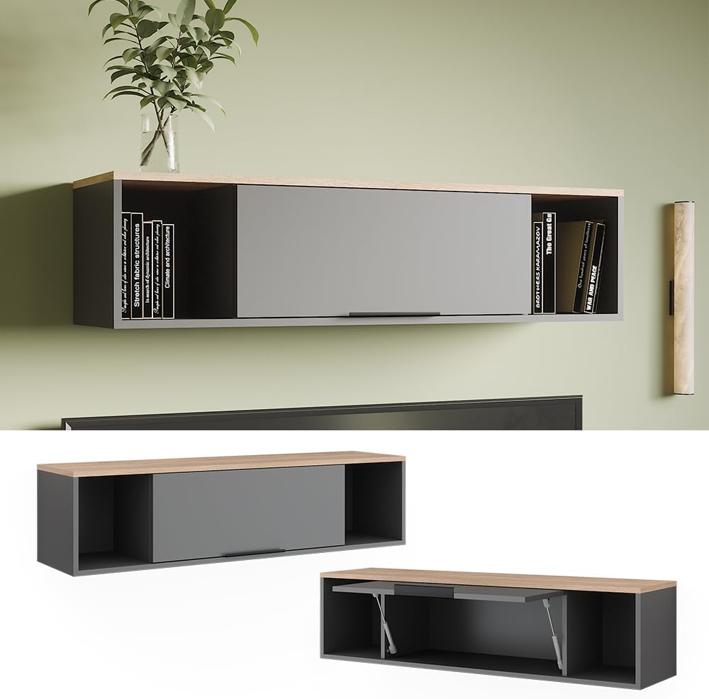 Scaffale a muro Betti, Antracite/Sonoma, 120 x 30 cm