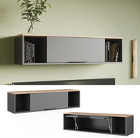 Scaffale a muro Betti, Antracite/Sonoma, 120 x 30 cm