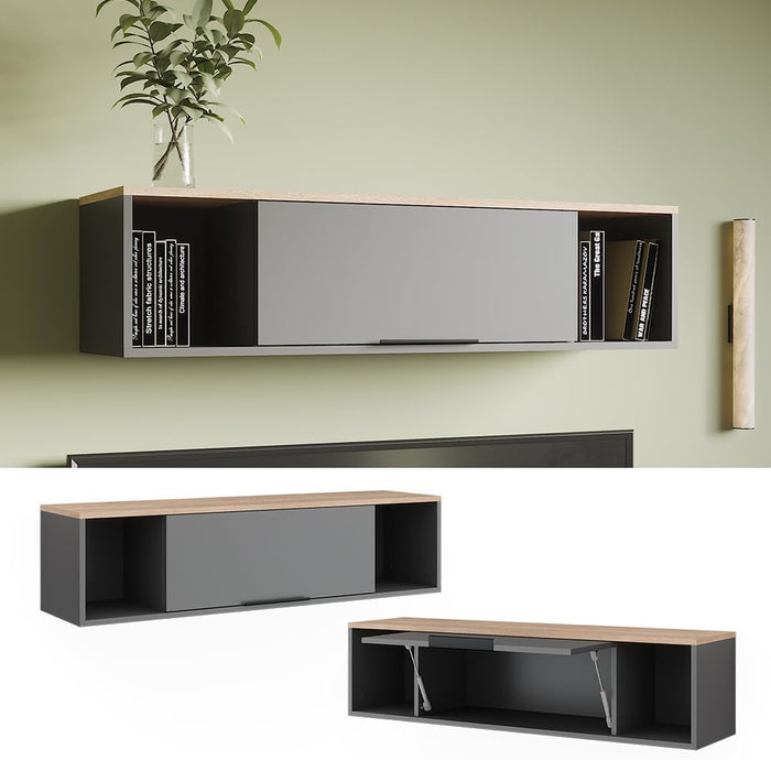 Scaffale a muro Betti, Antracite/Sonoma, 120 x 30 cm