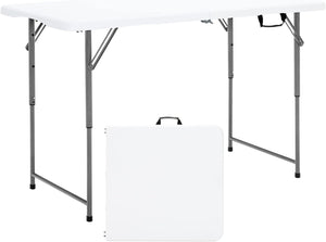 Tavolo Pieghevole, Tavolo da Picnic Portatile con Altezza Regolabile a 3 Livelli e Maniglia, Utilizzabile all’Interno ed all’Esterno, Ideale per Campeggio, Matrimonio e Festa