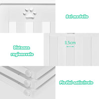 Cancelletto di Sicurezza Pieghevole, Barriera per Animali Domestici, in Legno, 4 Pannelli, 203 x 60 x 1,5 cm (Bianco)