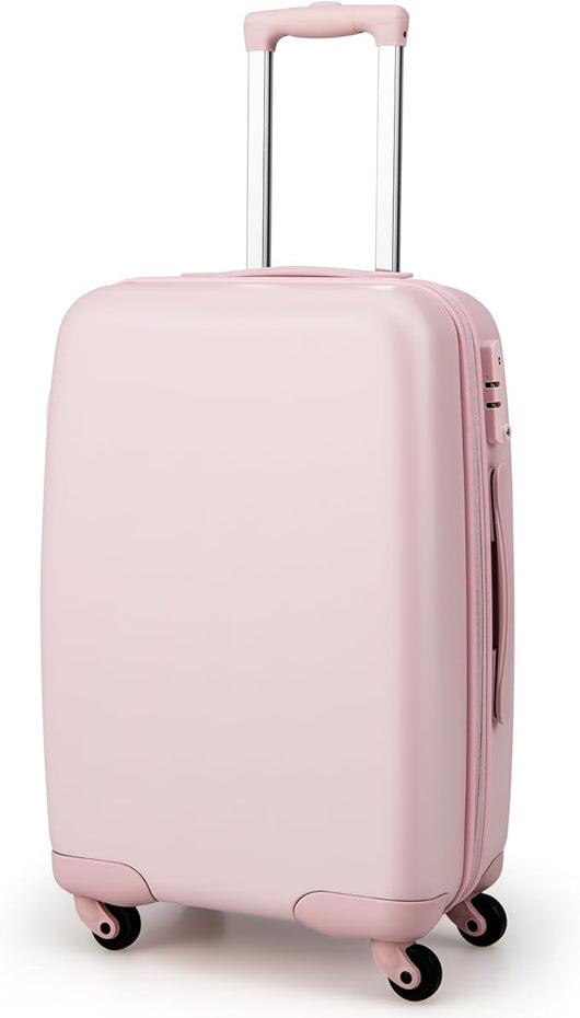 Valigia da Viaggio con Ruote Girevoli, Valigia Trolley con Manico Regolabile in Altezza, Guscio Rigido in PC, 38 x 22 x 57 cm (Rosa)