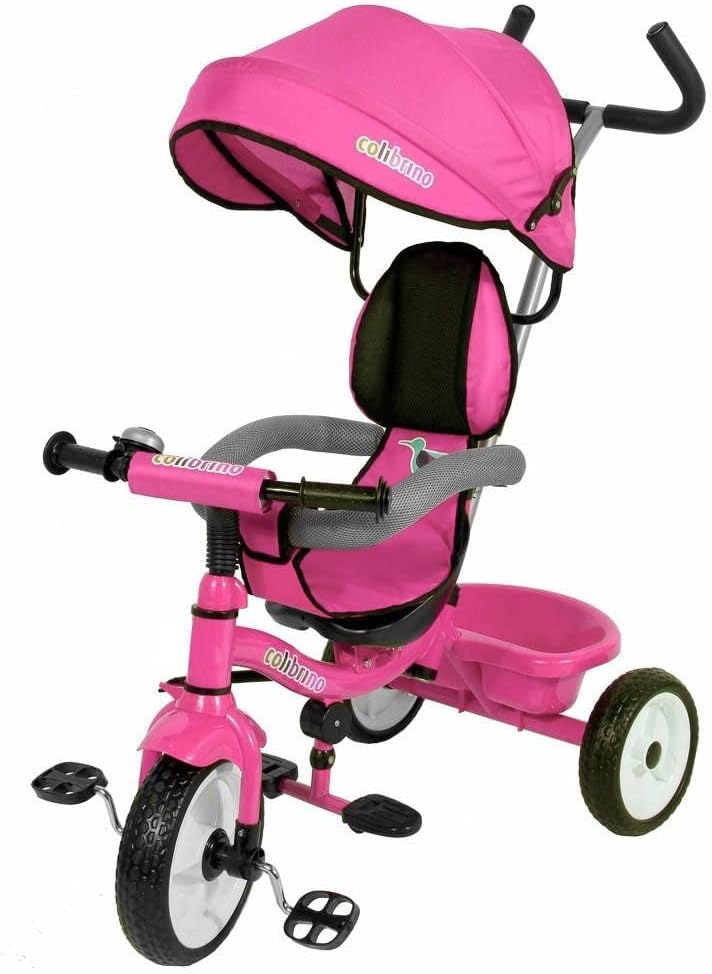 Triciclo Bambini 1 anno Passeggino Fronte Mamma e Strada Leggero | Treciclo Regolabile Bimbo Bimba 9 mesi Colibrino Rosa