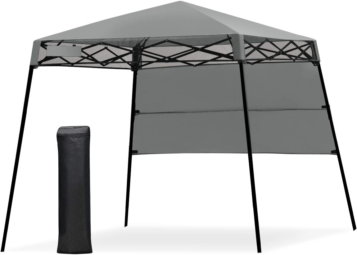 Gazebo Pieghevole da Giardino 210 x 210CM, Struttura in Acciaio, Altezza Regolabile, Gazebo da Esterno con Borsa, Ideale per Feste, Barbecue, Giardino e Spiaggia (grigio)