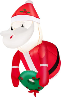 Babbo Natale Gonfiabile da 100 cm che Esce dalla Finestra, Decorazioni Natalizie Gonfiabili Appese alle Finestre con Luci LED Incorporate, per Feste, Interni, Esterni, Giardino