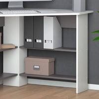 Scrivania angolare Arion, Bianco, 90 x 90 cm, per un utilizzo efficiente dello spazio con vani aperti