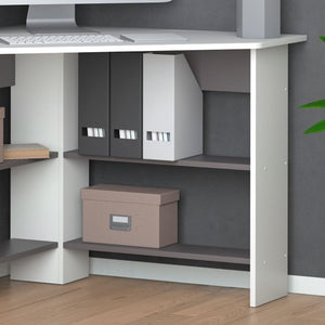 Scrivania angolare Arion, Bianco, 90 x 90 cm, per un utilizzo efficiente dello spazio con vani aperti