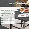 Set Tavolo da Picnic Quadrato con Panche per 8 Persone, Tavolo da Picnic con 4 Panche e Foro per Ombrellone, con Telaio in Metallo, Ogni Panca Portata 225 kg, per Giardino, Cortile (Nero)