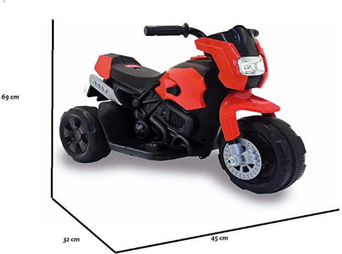 Moto elettrica per bambini moto giocattolo per bambini 1 anno 2 anni 3 anni con luci e marca avanti e dietro (rossa)