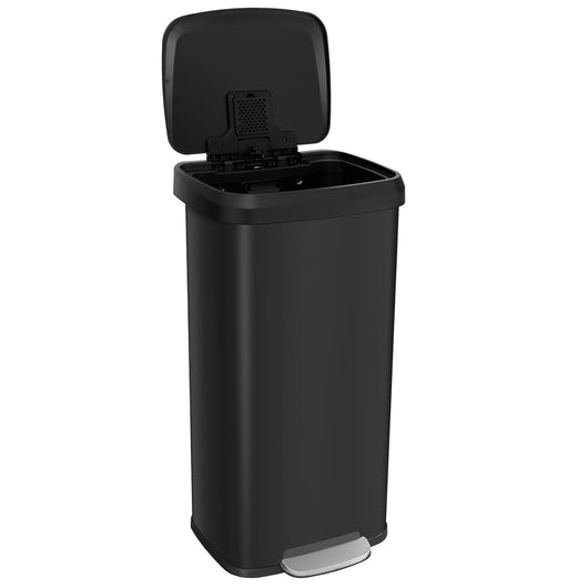 Bidone per Pattumiera, Pattumiera da Cucina in Acciaio Inossidabile con Pedale, Coperchio e Scomparto Deodorante, Ideale per Casa Ufficio (Nero, 68L)