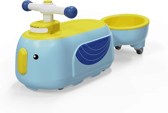 2 in 1 Giocattolo Cavalcabile per Bambini, Macchina a Spinta con Rimorchio Stacabile Luci e Musica, Spazio Sotto Sedile, Ideale per Bambini 1 Anni+ (Blu)