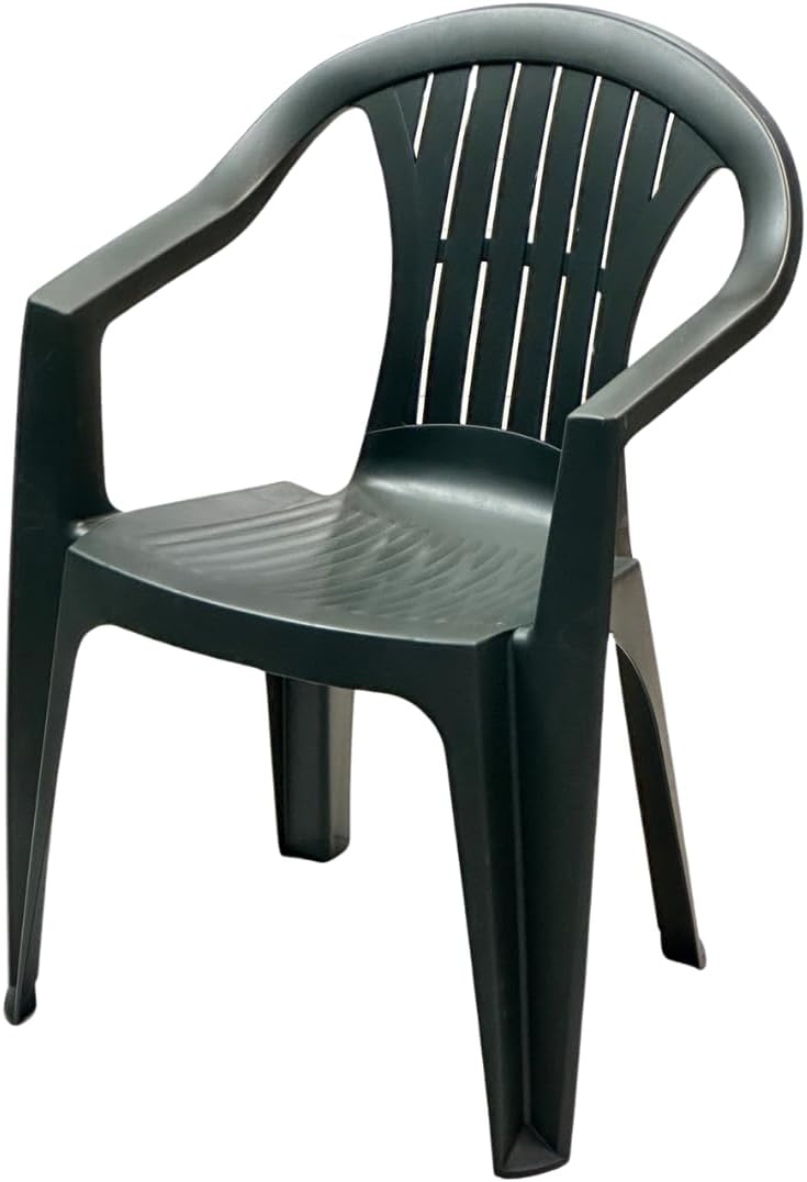 Sedia Da Giardino In Plastica Con Braccioli Impilabile - Set di 6 Sedie Per Esterno - Ratak - Verde