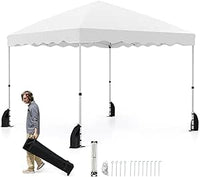 Gazebo Pop-up da Esterno 3 x 3 m, Gazebo Pieghevole con Borsa con Ruote, 8 Picchetti, 4 Ancore, 4 Corde Antivento, 4 Sacchi di Sabbia, Tendone Impermeabile per Eventi Commerciali (Bianco)