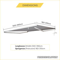 Tenda da Sole a Bracci Estensibili Tempotest Para', col. Grigio 79, Largh. 3m x Sporgenza 2.35m con Mantovana Ondulata - Arganello Destro