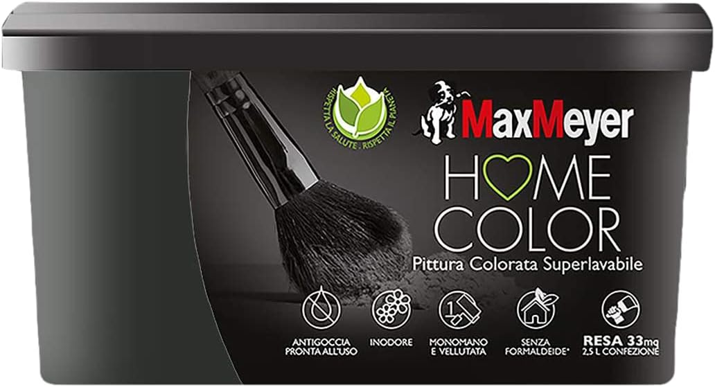 Idropittura Colorata Superlavabile per Interni HomeColor, Colore Nero, 2.5L