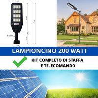 4 Pezzi Lampione Solare a Led esterno 200 W, Lampione led solare con Palo e Telecomando