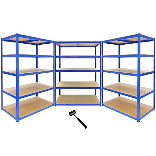 3 Scaffali in Acciaio Senza Bulloni T-Rax In Acciaio Senza Bulloni Blu 120cm x 60cm x 183cm
