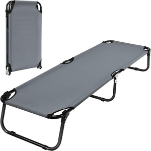 Brandina Campeggio, Letto da Campeggio Pieghevole Portatile con Telaio in Metallo e Piedini Antiscivolo, per Campeggio, Spiaggia, Prato, Ufficio, Grigio