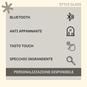 Specchio Bagno PERLA 100x70 cm, da Parete con Lampada Led Superiore, Senza Cornice Rettangolare Moderno, Luce Naturale, Design Home Decor