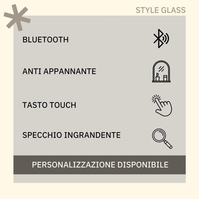 Specchio Bagno PERLA 100x70 cm, da Parete con Lampada Led Superiore, Senza Cornice Rettangolare Moderno, Luce Naturale, Design Home Decor