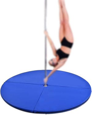 Tappetino per Pole Dance Pieghevole Tappeto per Palo da Danza Antiscivolo, Diametro 150 x 5 cm(Blu)